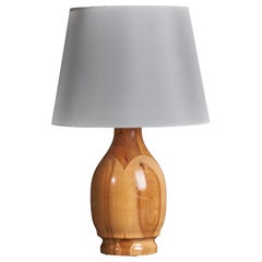 Schwedische, minimalistische Tischlampe aus massivem Kiefernholz, Rattan, Schweden, 1989