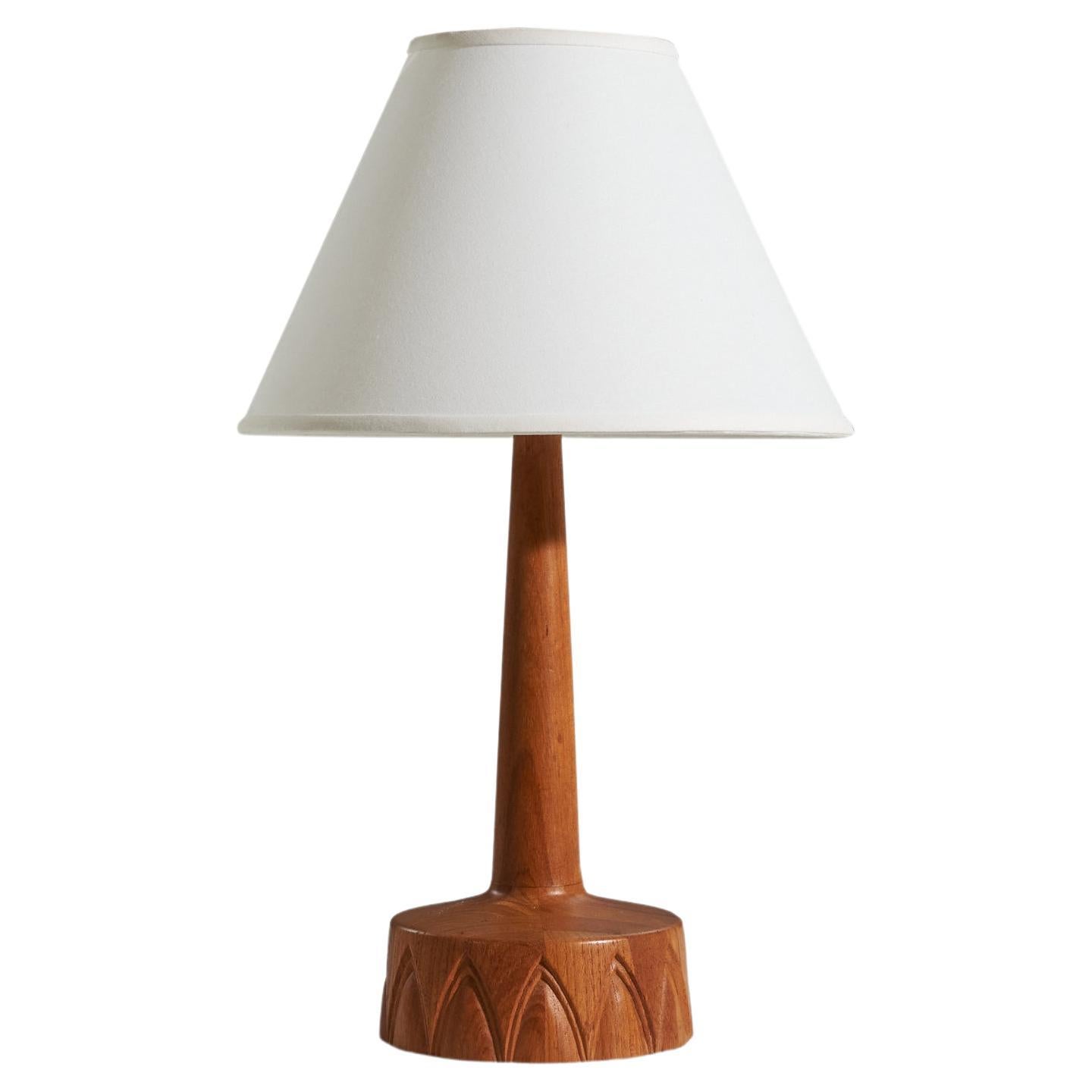 Swedish Table Lamp, Teak and Brass, Sweden, 1960s For Sale