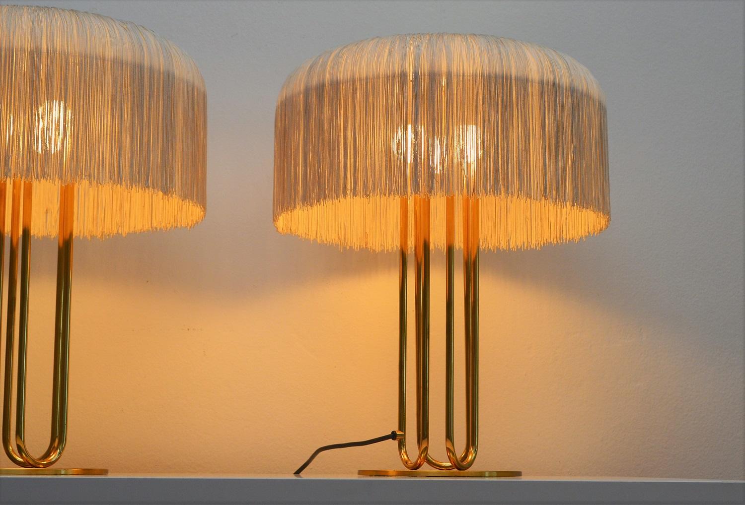 Swedish Table Lamps by Hans-Agne Jakobsson in Brass with Silk Fringe, 1950s 8