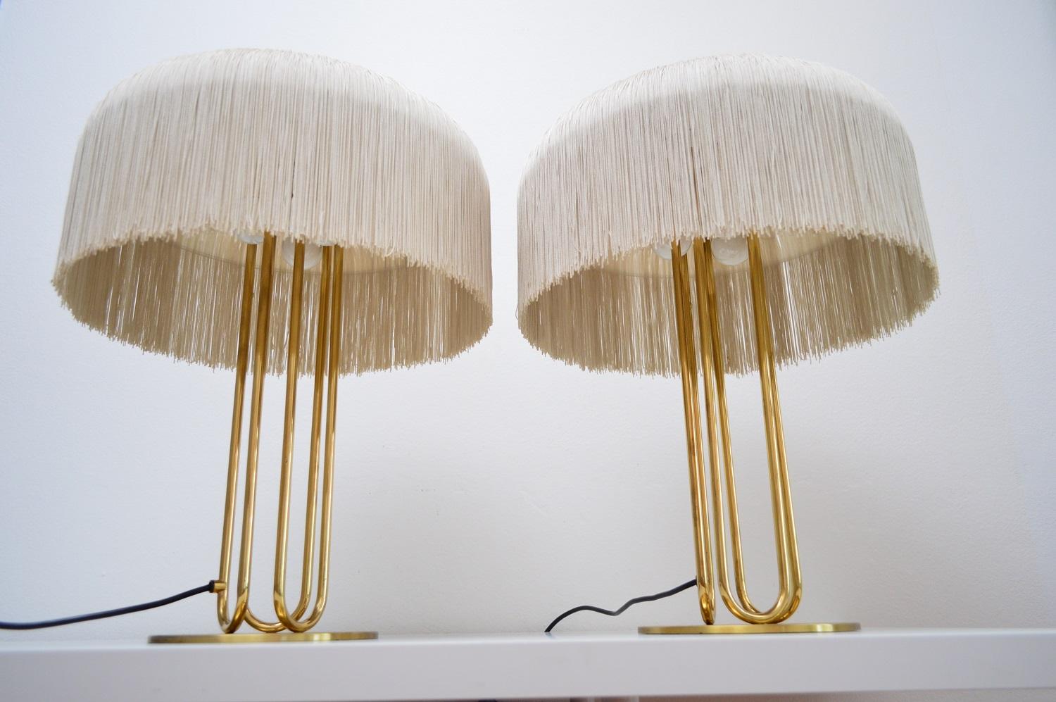 Swedish Table Lamps by Hans-Agne Jakobsson in Brass with Silk Fringe, 1950s 14