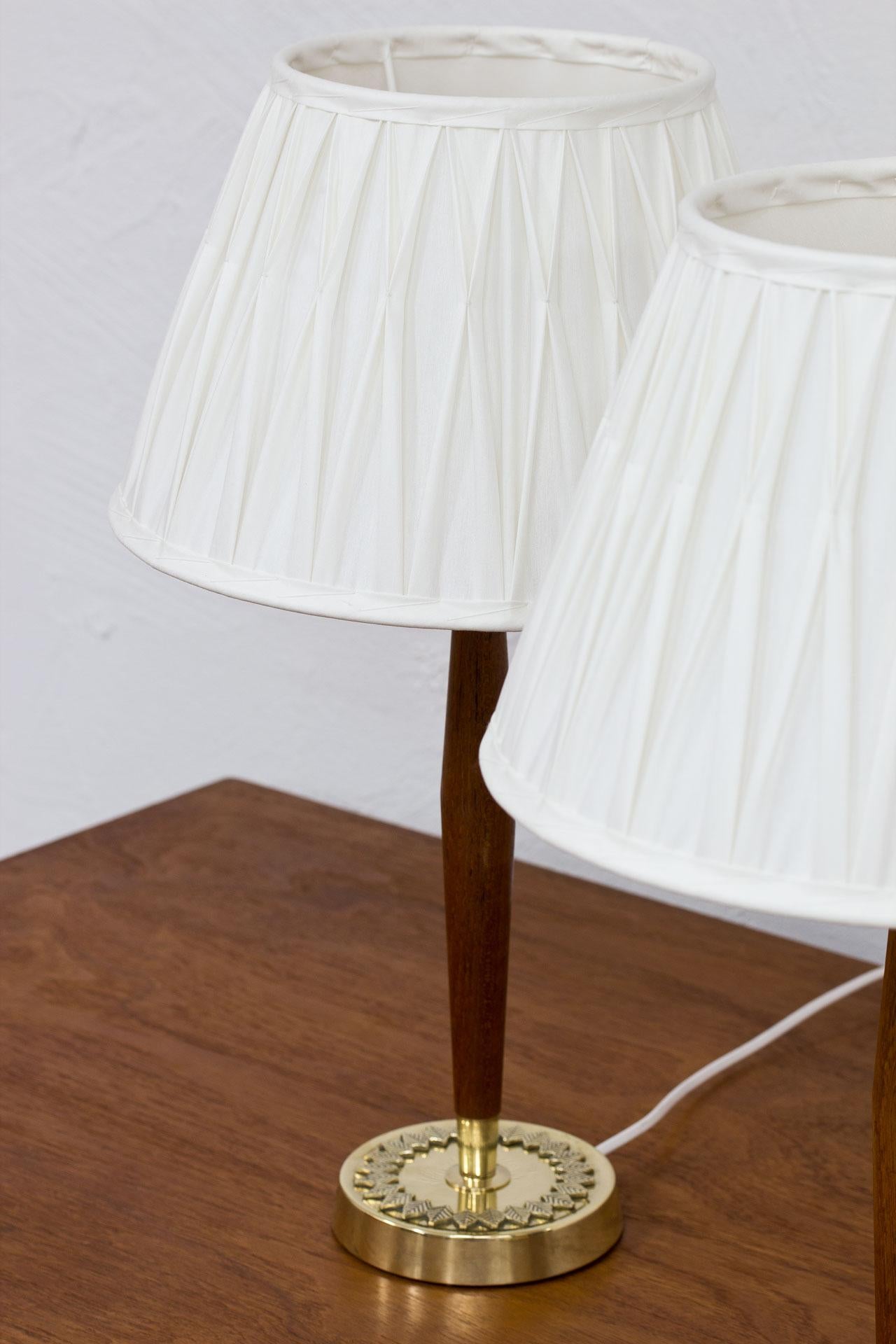 Fabric Swedish Table Lamps by Hans Bergström for ASEA, 1950s