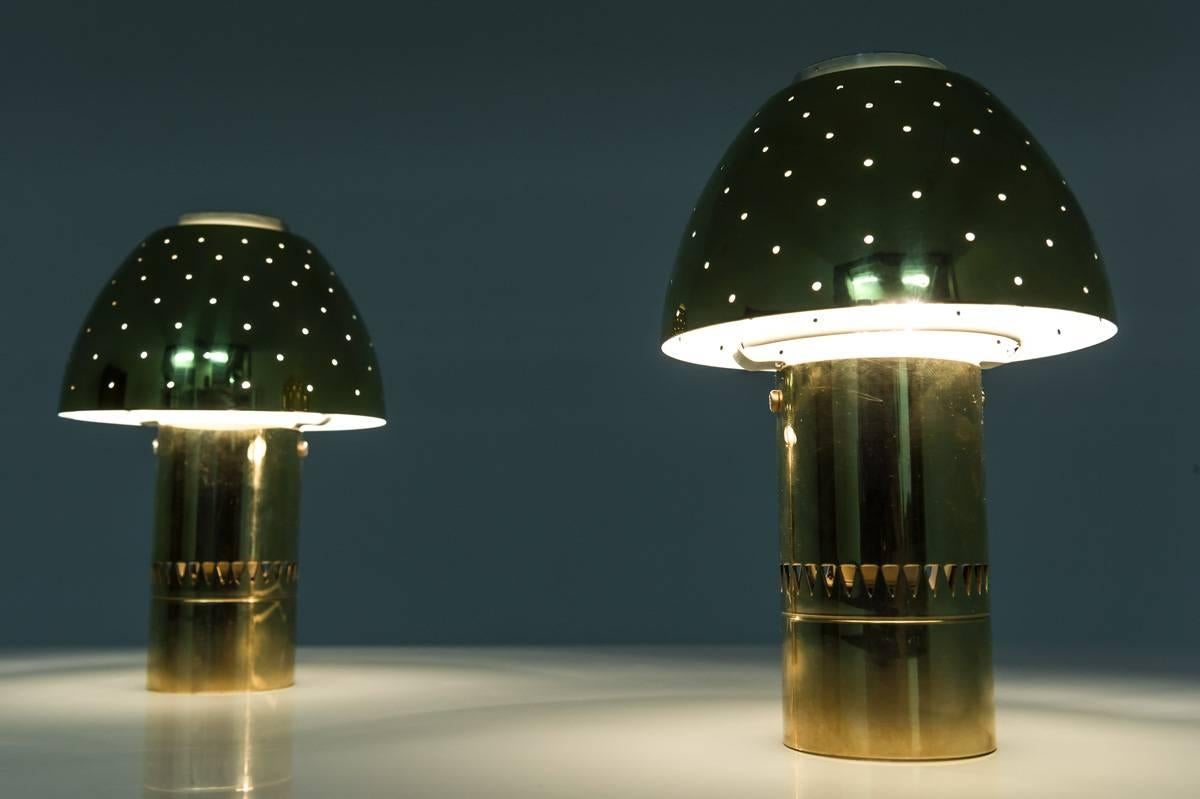 Swedish Table Lamps in Perforated Brass by Hans-Agne Jakobsson In Excellent Condition In Karlstad, SE