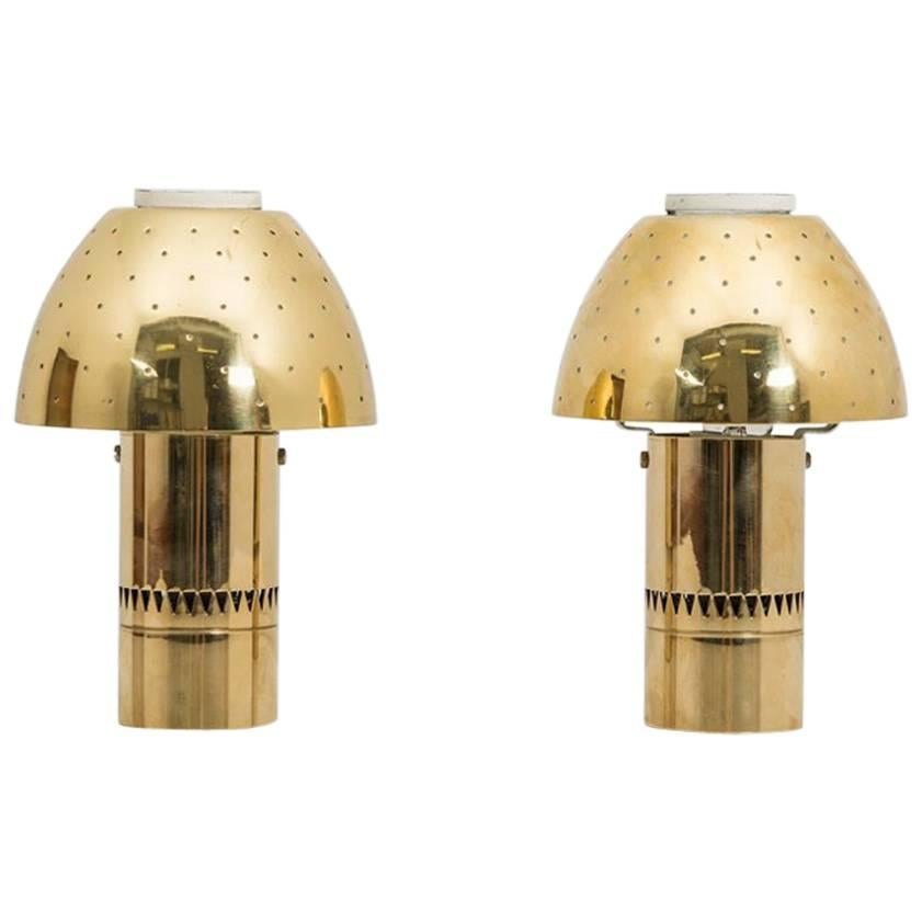 Swedish Table Lamps in Perforated Brass by Hans-Agne Jakobsson
