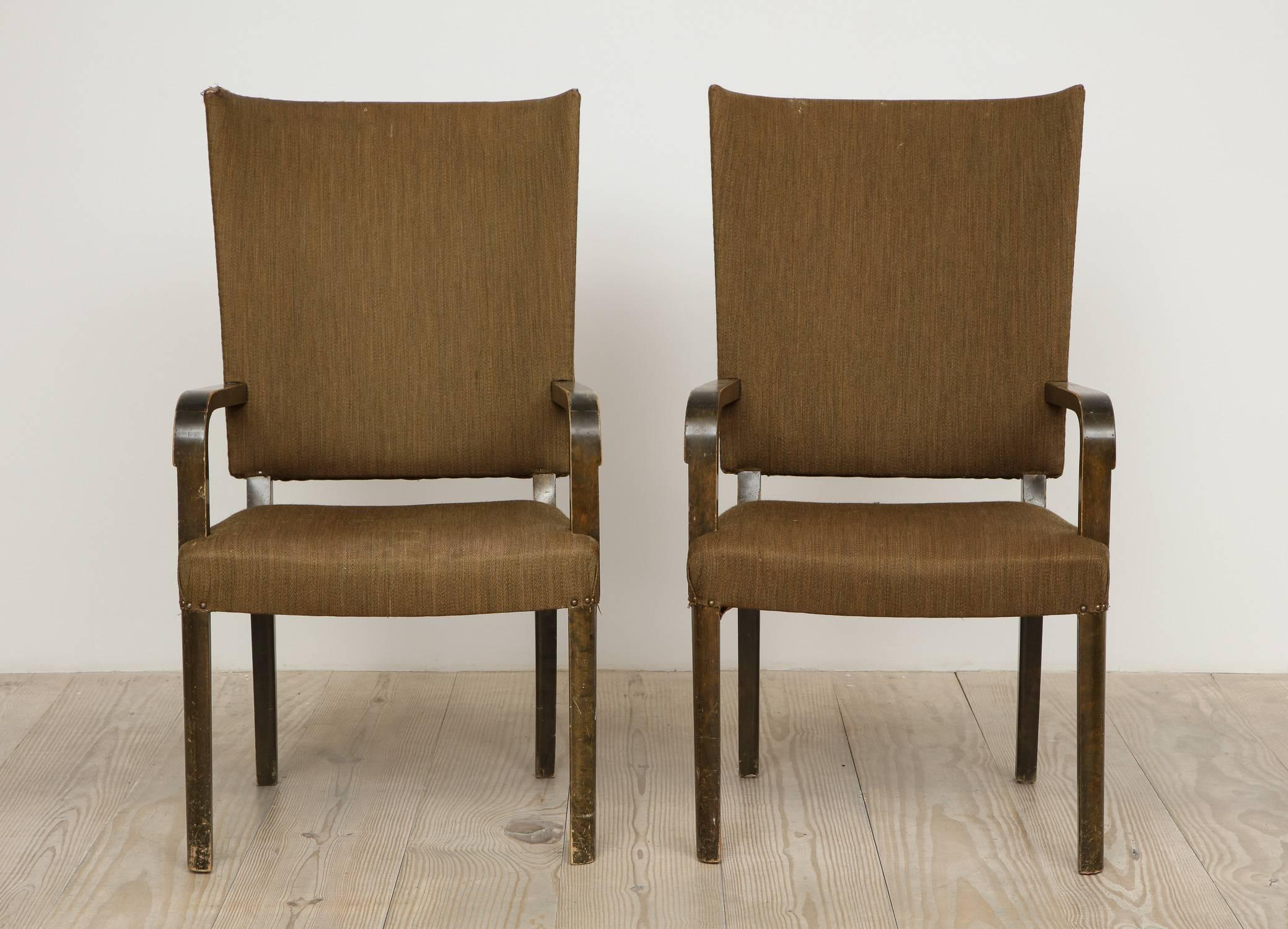 Swedish Tall Back Birch Armchairs, Pair by Nordiska Kompaniet 'NK', Circa 1930 In Excellent Condition In New York, NY