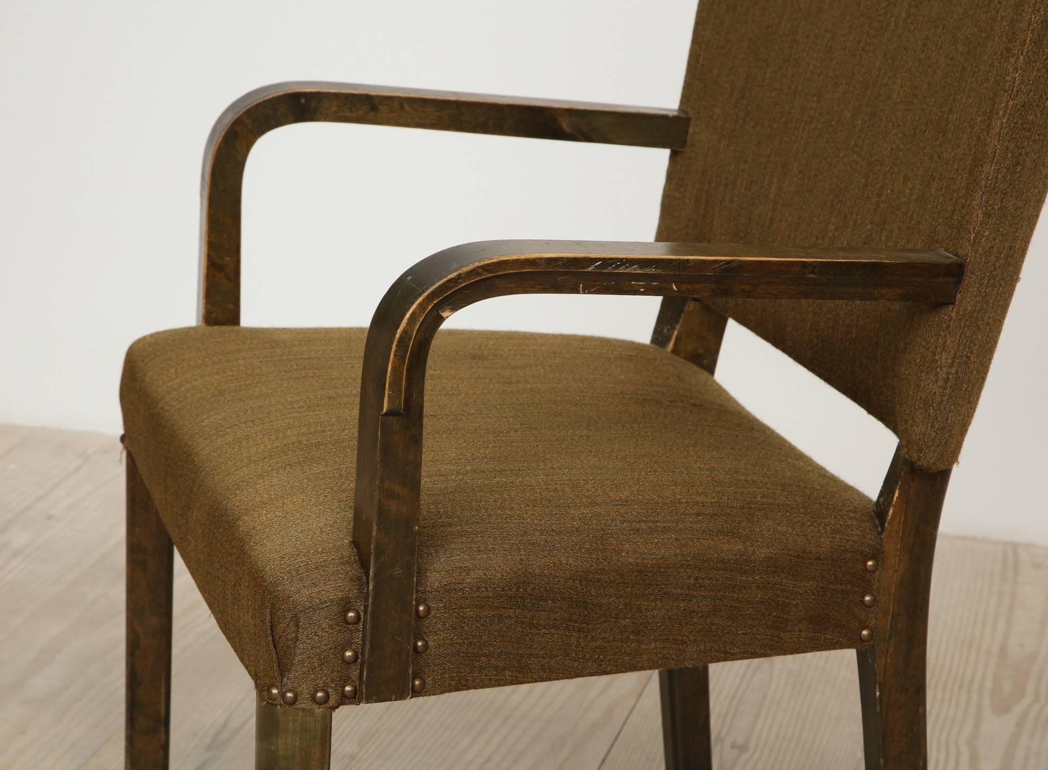 Swedish Tall Back Birch Armchairs, Pair by Nordiska Kompaniet 'NK', Circa 1930 1