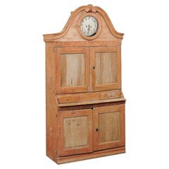 Armoire à haute horloge suédoise avec finition peinte d'origine, vers 1820