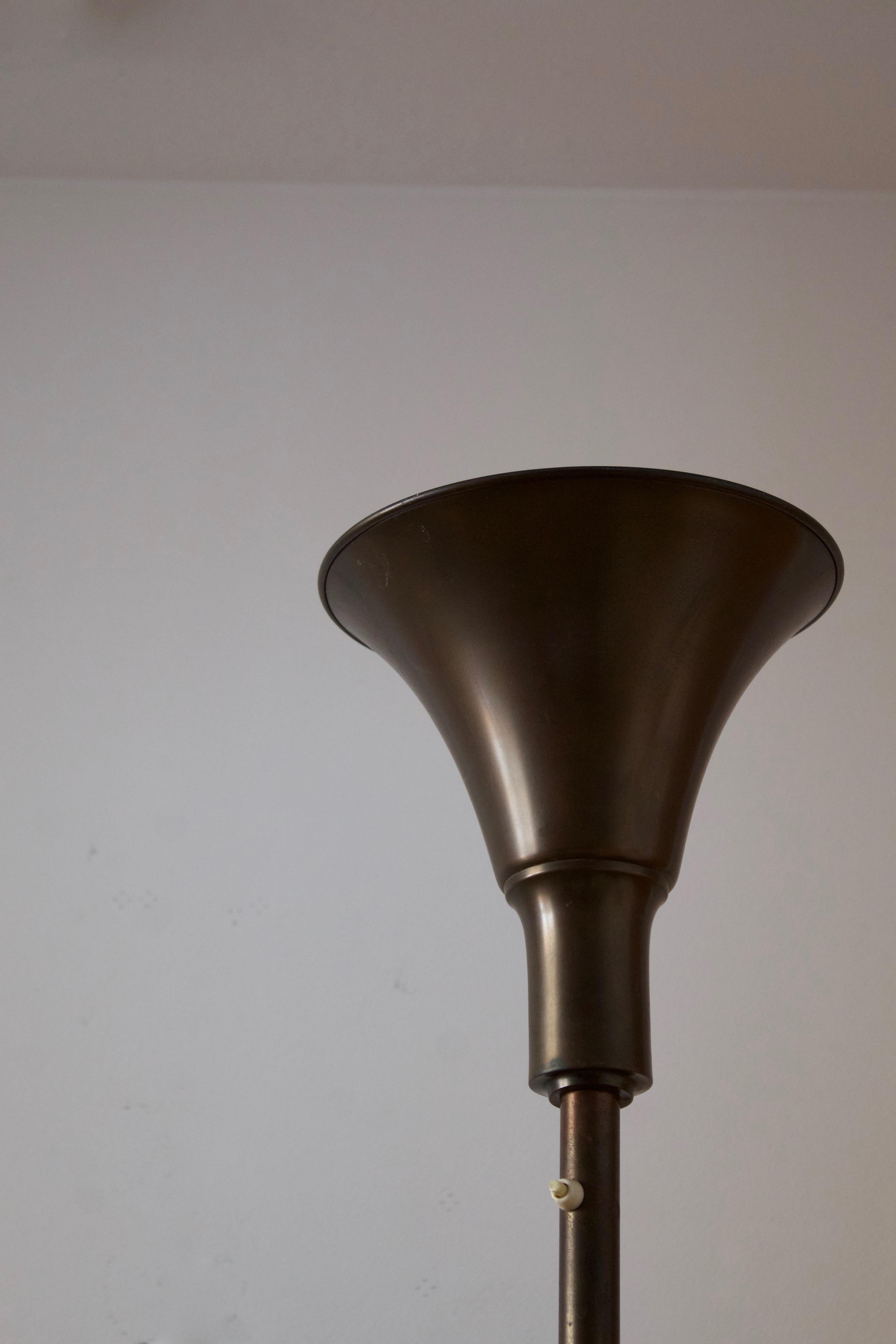 Swedish, Tall Uplight / Floor Lamp, Bronze, Sweden, 1940s In Good Condition In High Point, NC