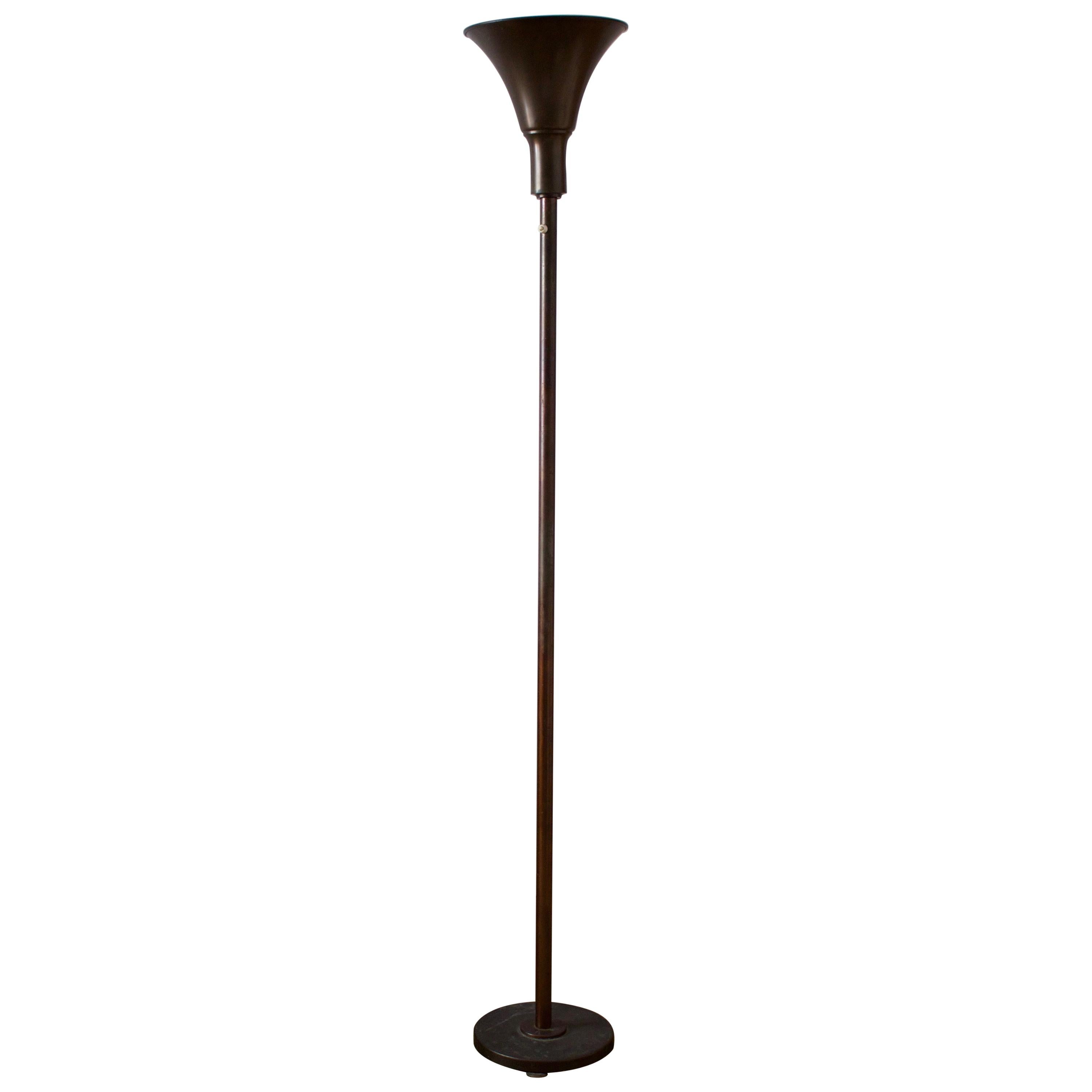 Swedish, Tall Uplight / Floor Lamp, Bronze, Sweden, 1940s