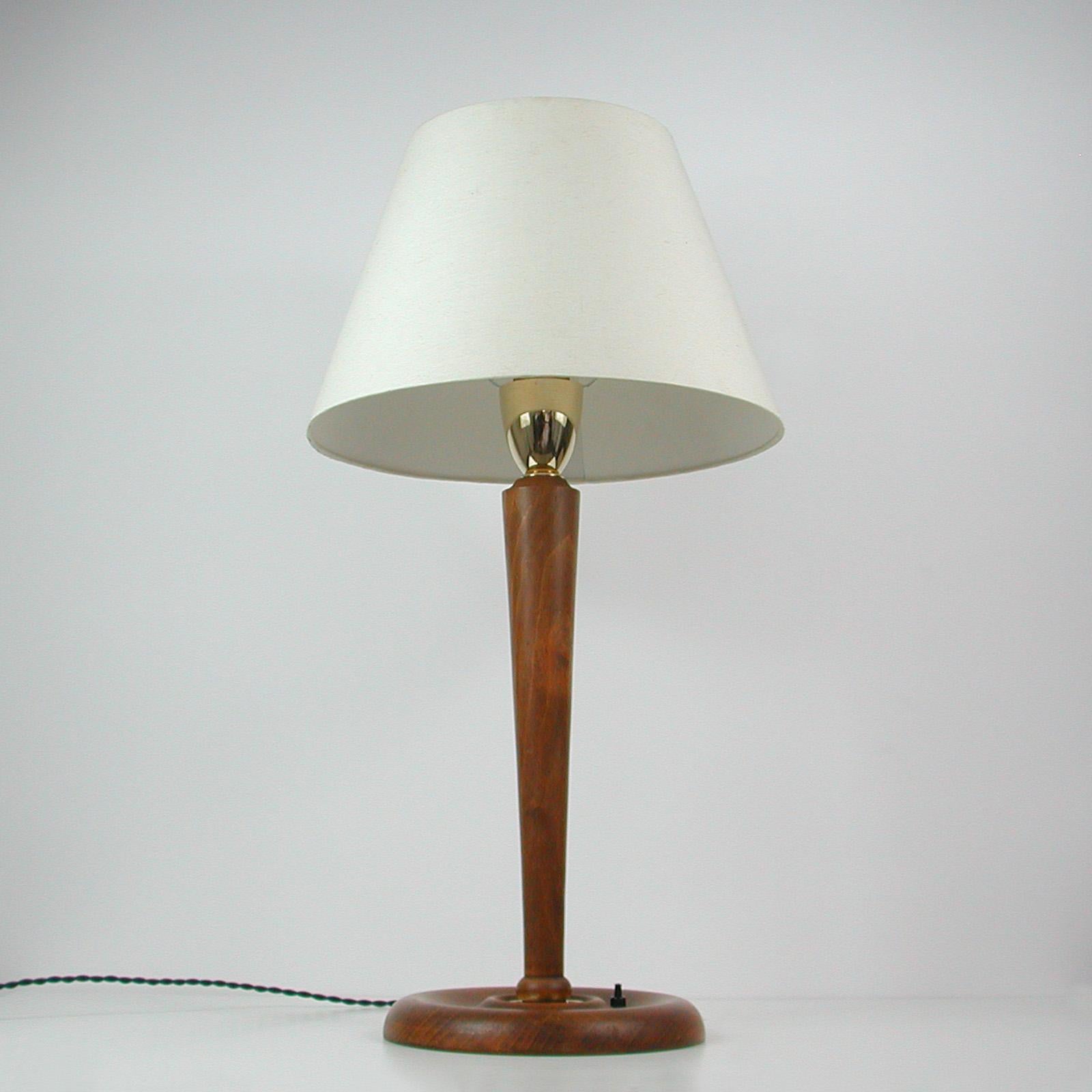 Swedish Teak and Brass Table Lamp, 1940s 5