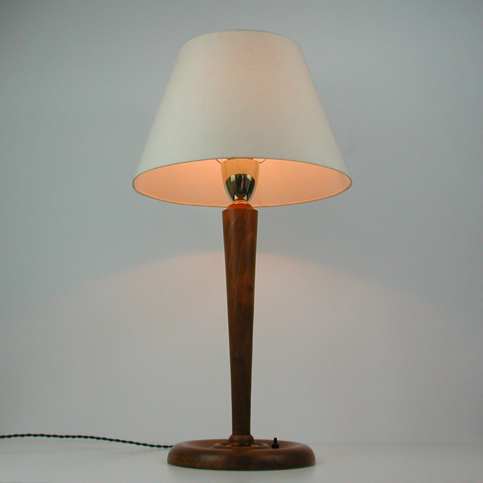 Swedish Teak and Brass Table Lamp, 1940s 6