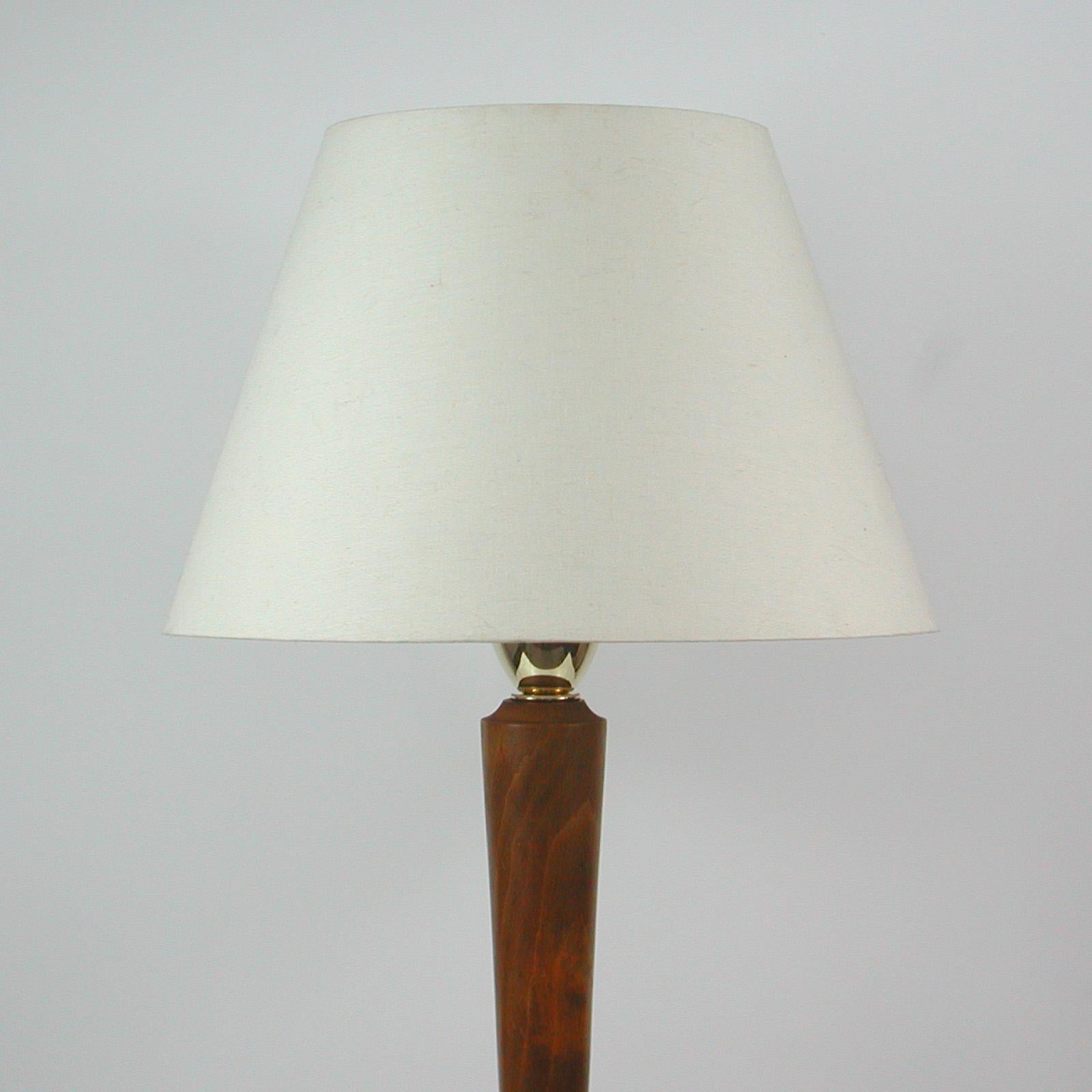 Mid-Century Modern Swedish Teak and Brass Table Lamp, 1940s