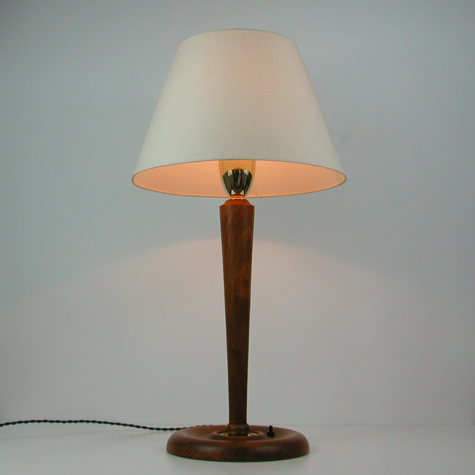 Mid-20th Century Swedish Teak and Brass Table Lamp, 1940s