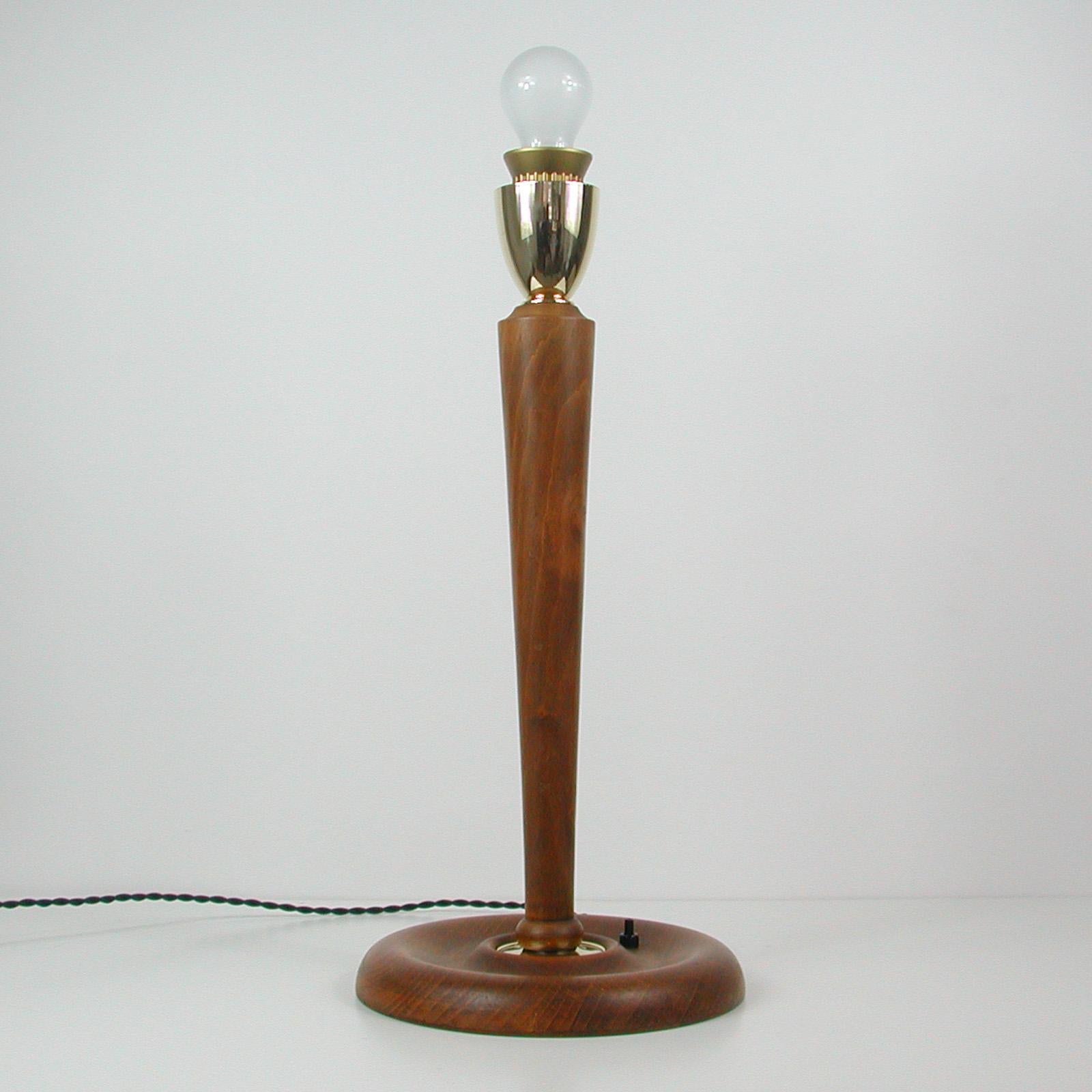 Swedish Teak and Brass Table Lamp, 1940s 3