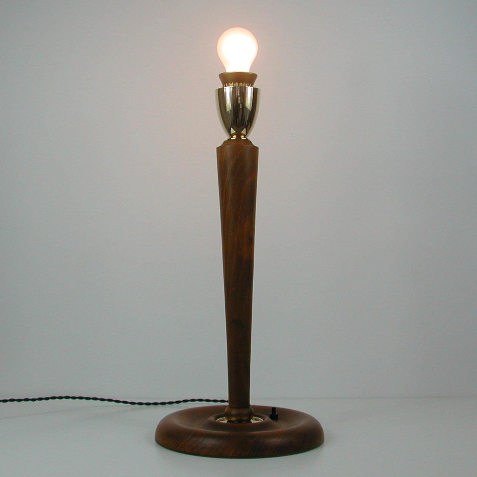 Swedish Teak and Brass Table Lamp, 1940s 4