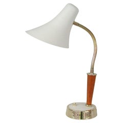 Swedish Teak and Brass Table Lamp, 1950s