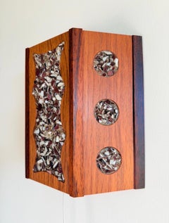 Swedish Teak and Crushed Glass Wall Lamp by Peter Leek, 1960s