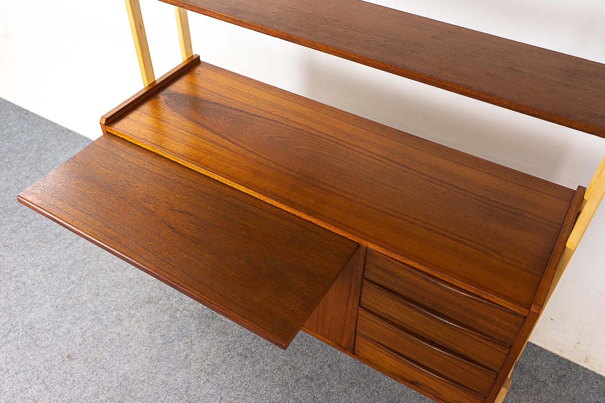 Swedish Teak & Beech Bookcase Cabinet In Good Condition For Sale In VANCOUVER, CA