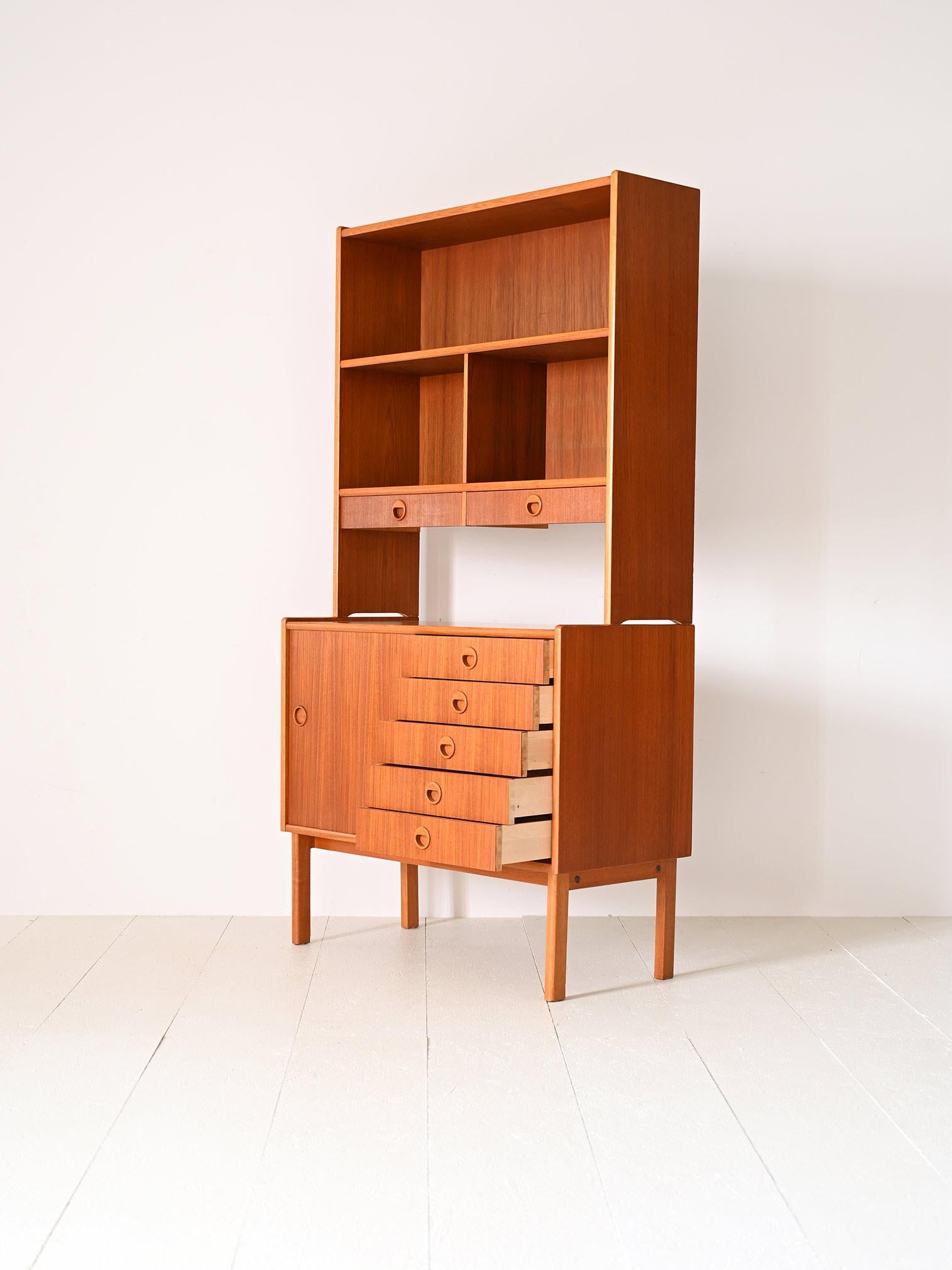 swedish-teak-bookcase-with-drawers-for-sale-at-1stdibs