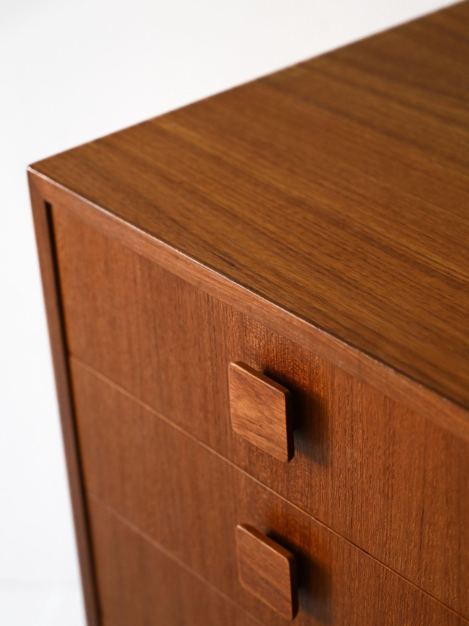 Swedish teak cabinet with drawers and storage compartment 3