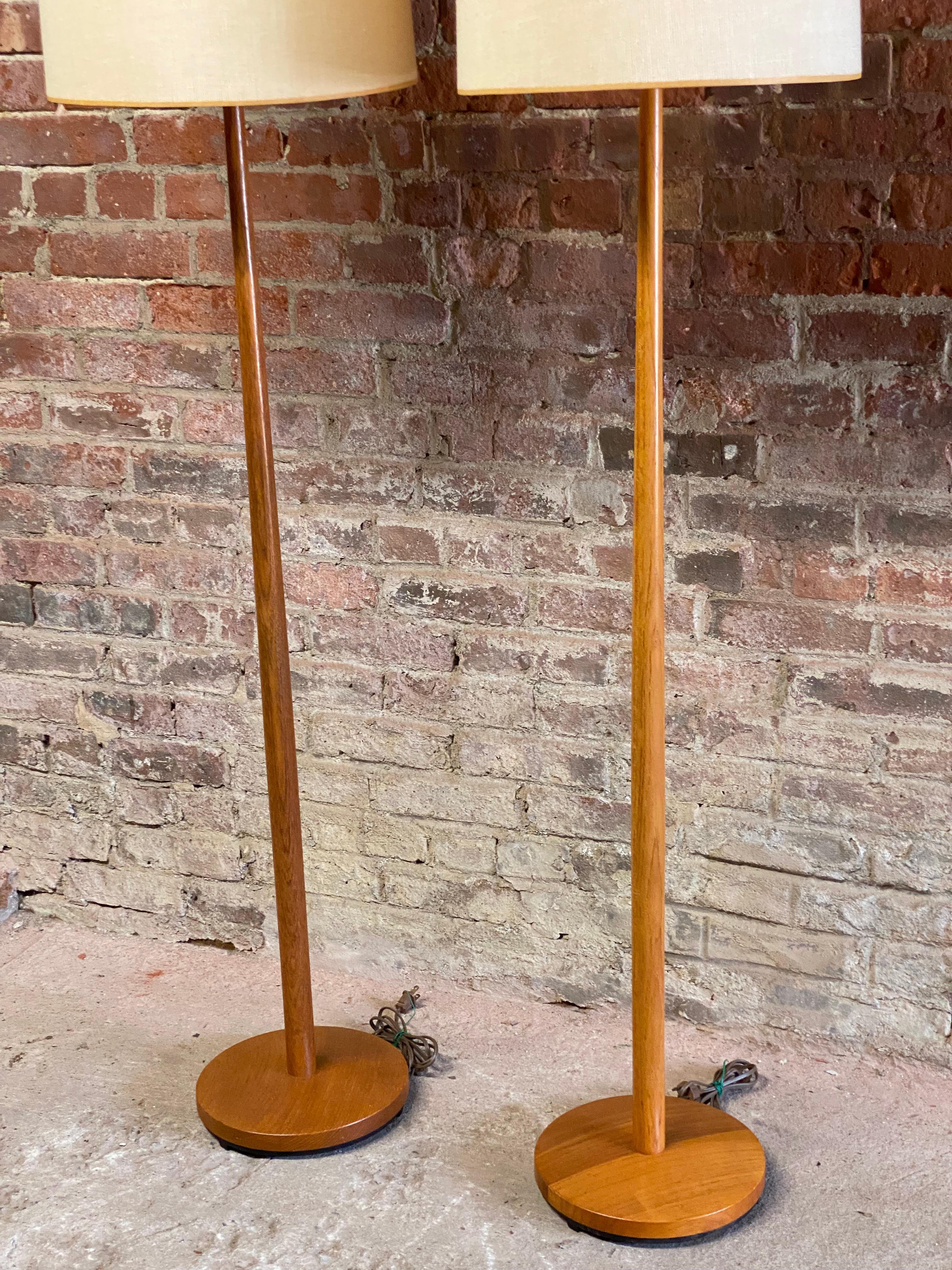 Swedish Teak Floor Lamps, a Pair In Good Condition In Garnerville, NY