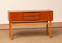 Swedish Teak Hall Cabinet with Sliding Doors and Drawers, 1960s