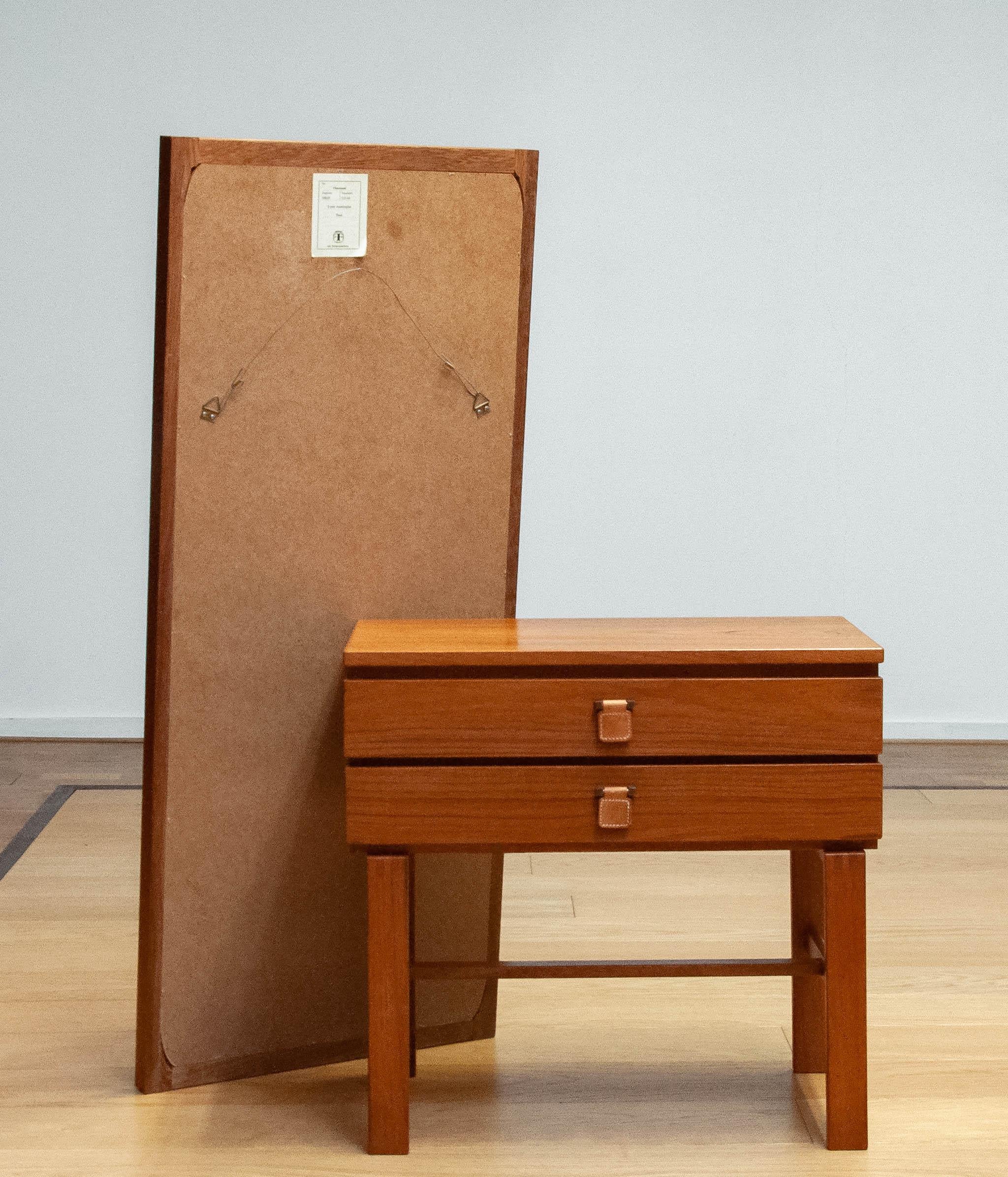 Mid-20th Century Swedish Teak Hall Set / Chest With Matching Mirror 