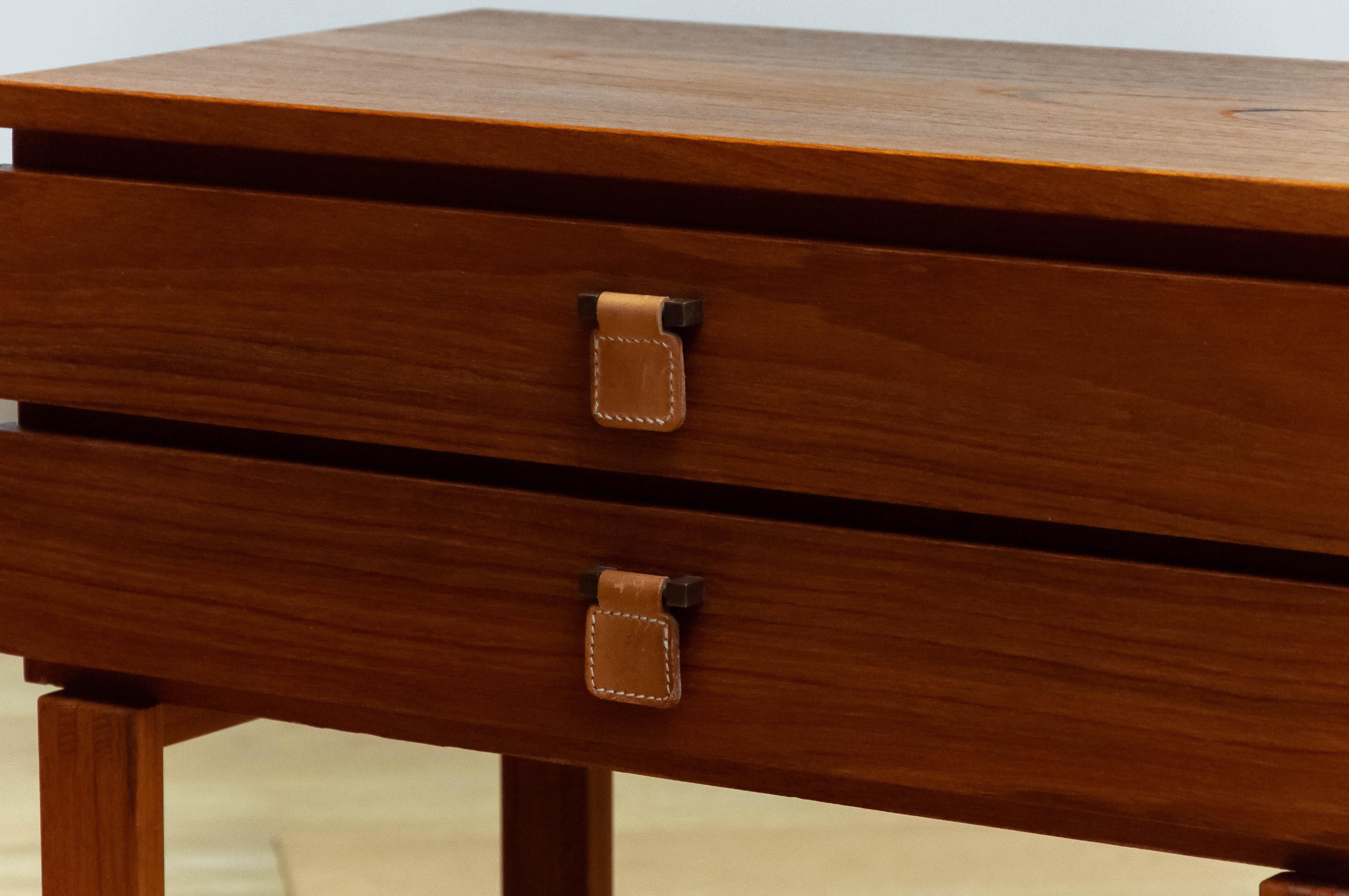 Swedish Teak Hall Set / Chest With Matching Mirror 