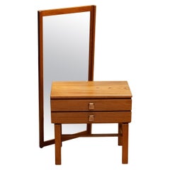 Swedish Teak Hall Set / Chest With Matching Mirror "Charmant Series" By Fröseke