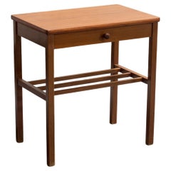 Swedish Teak Night Stand Side Table with Drawer and Shelf
