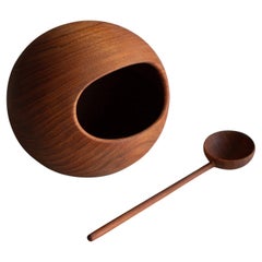Swedish Teak Nut Bowl & Spoon Set by Sowe Konst