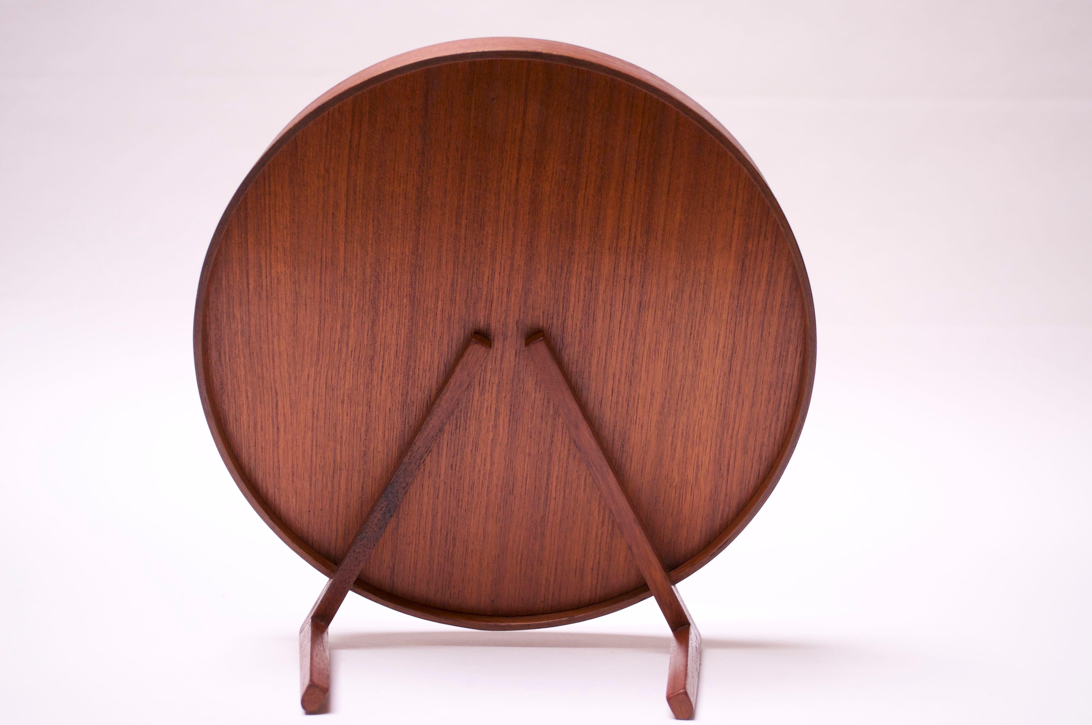 Leather Swedish Teak Table Mirror by Uno and Östen Kristiansson for Luxus For Sale