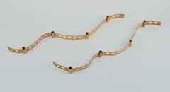 Swedish Tenn. a Pair of Brass Candlesticks for 4 Candles with Hearts