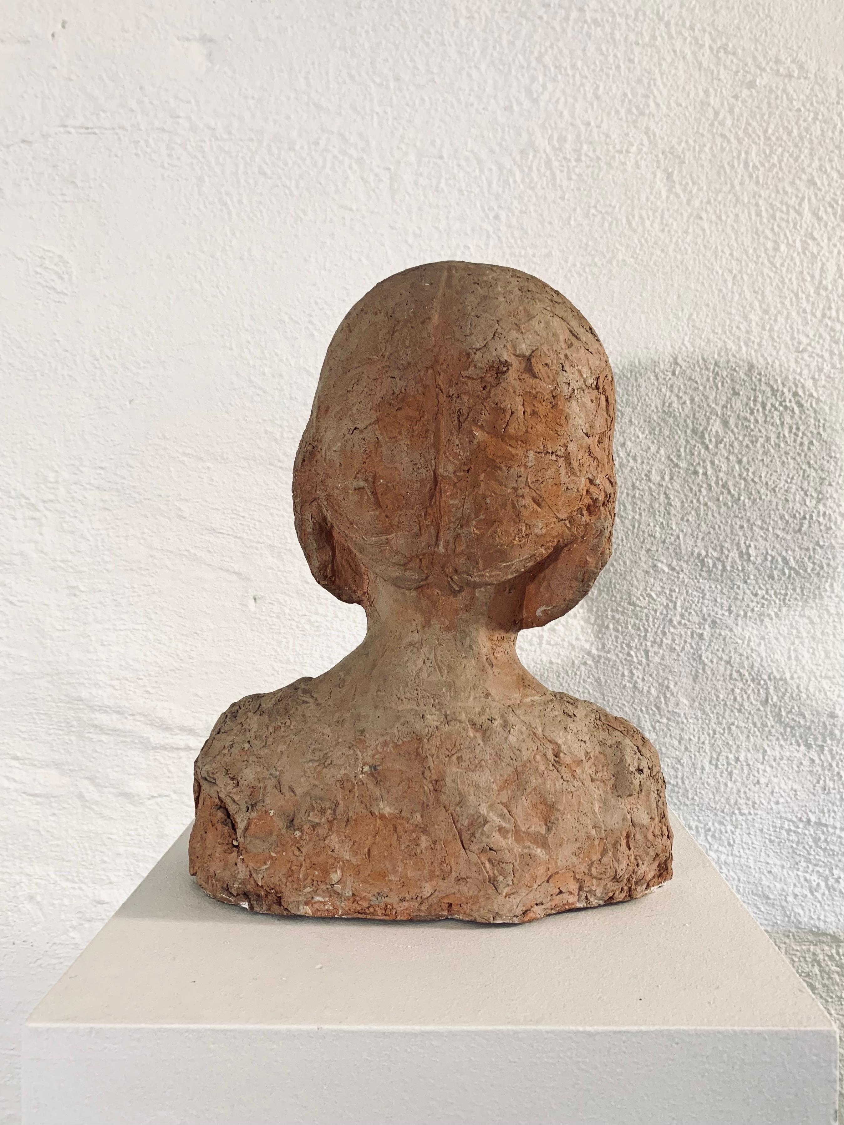 Mid-20th Century Swedish Terracotta Bust, Young Girl 