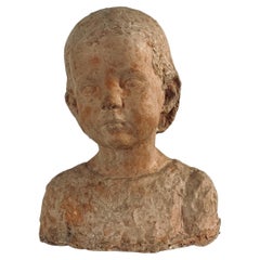 Swedish Terracotta Bust, Young Girl "Petite Fille", Gunnar Nilsson, Paris, 1937