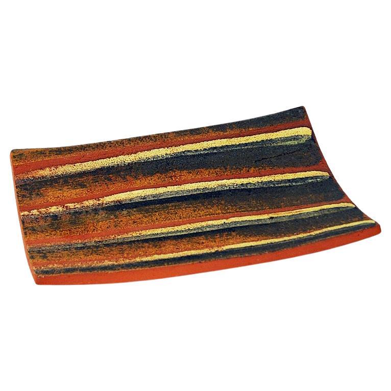 Swedish Terracotta Vintage Plate by Thomas Hellström for Nittsjö Keramik, 1960s For Sale