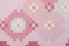 Swedish textile artist. Large handwoven wool carpet in Rölakan technique.