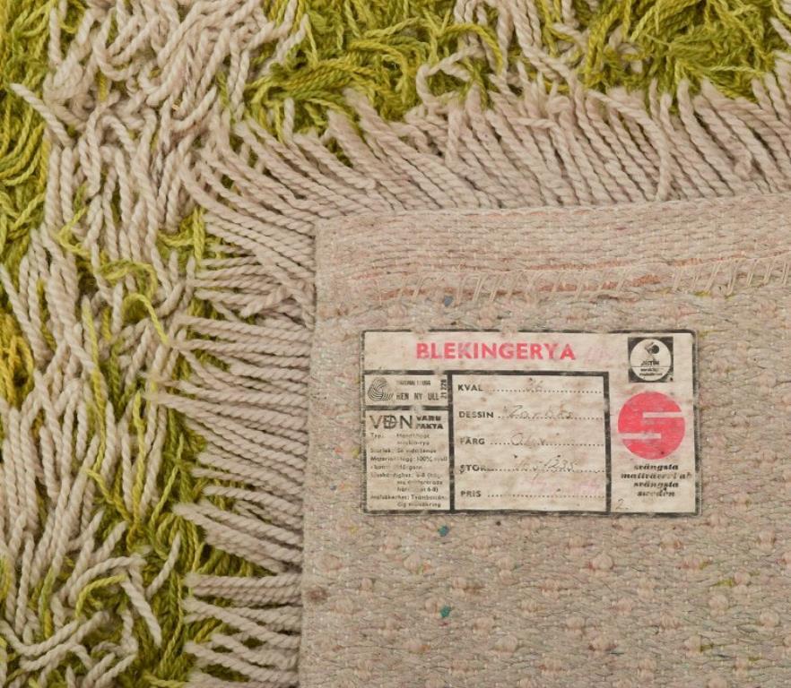 Wool Swedish textile designer. Blekinge-rya. Large carpet in pure wool. For Sale