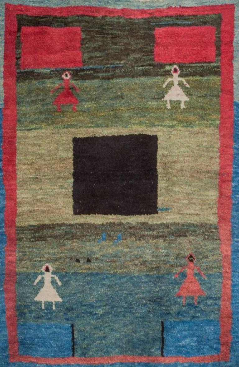 Schwedischer Textildesigner. Teppich aus reiner Wolle. Handgewebt.
Gestaltet mit Figuren und geometrischen Feldern in verschiedenen Farben.
Ungefähr 1960er Jahre.
In perfektem Zustand.
Abmessungen: 150 cm x 109 cm.