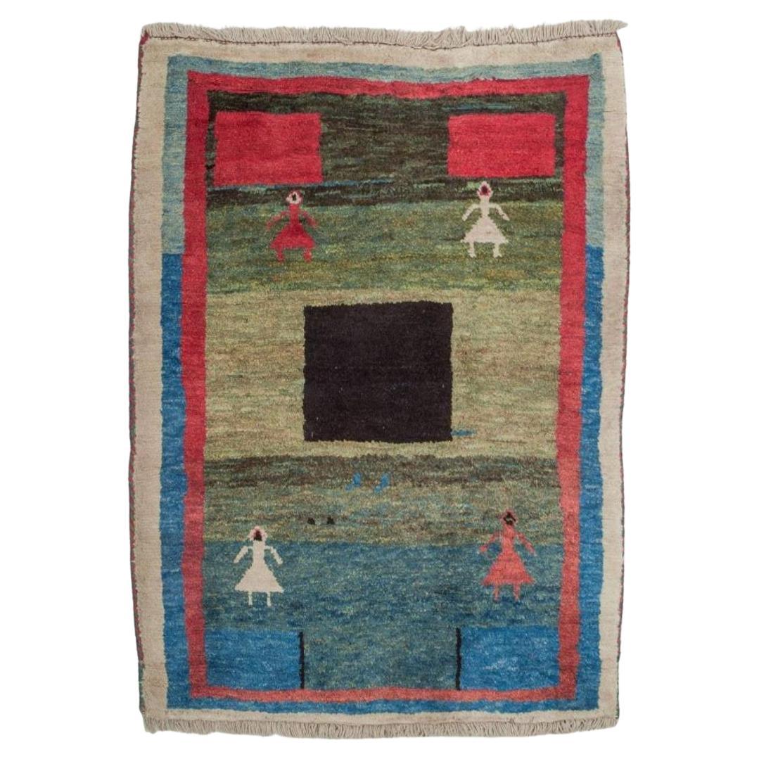 Diseñadora textil sueca. Alfombra de pura lana. Tejido a mano. 1960s