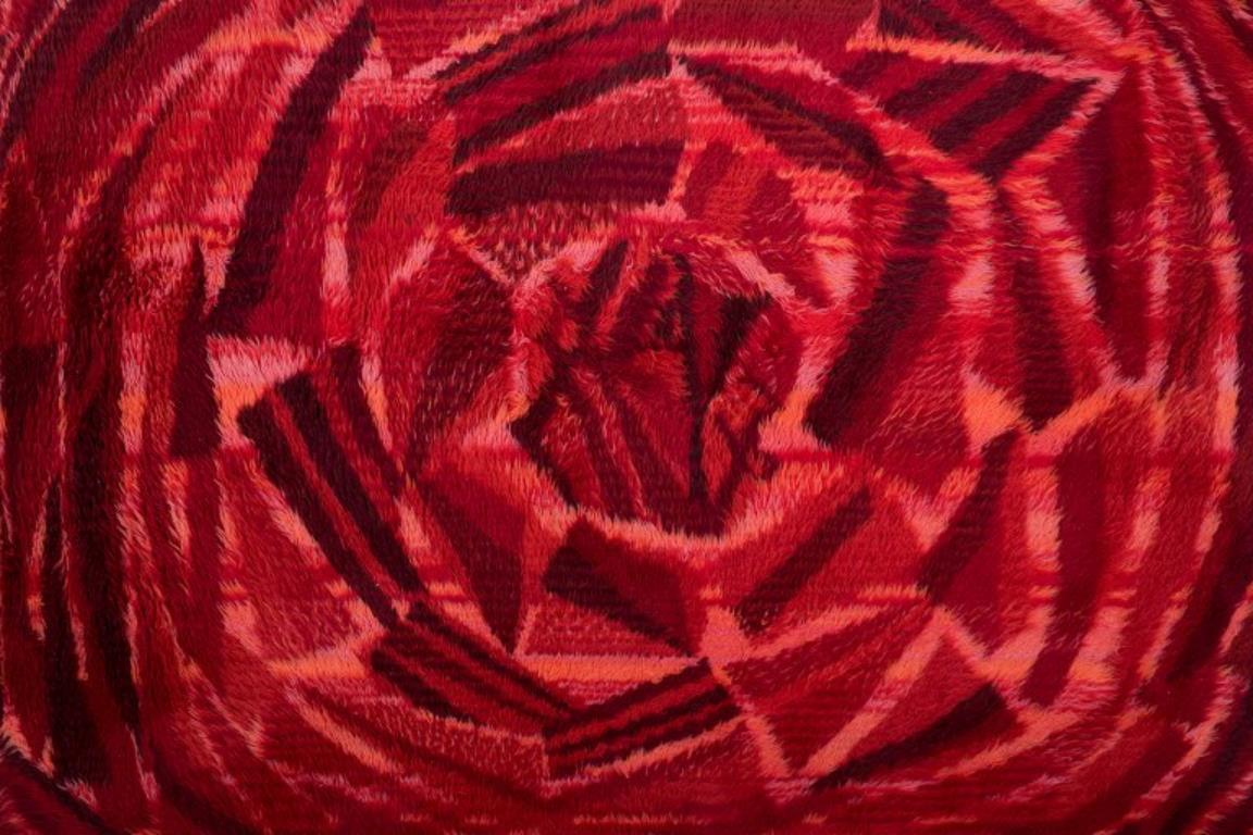 Scandinavian Modern Swedish textile designer. Handmade rya carpet of pure cotton. For Sale