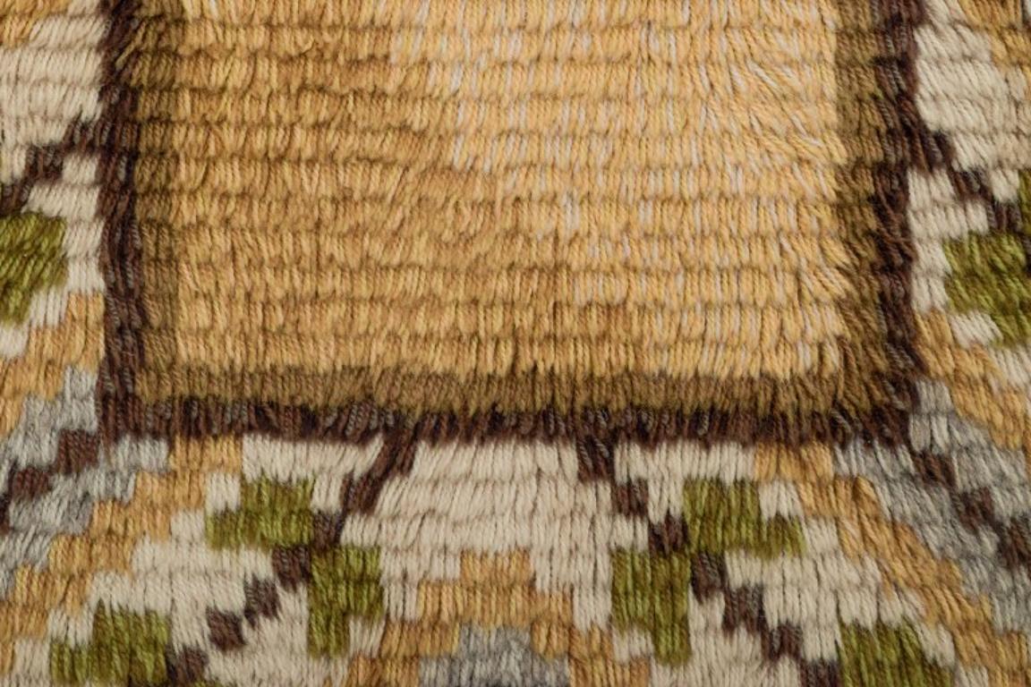 Svedese Designer tessile svedese. Tappeto rya fatto a mano in puro cotone. Multicolore. in vendita