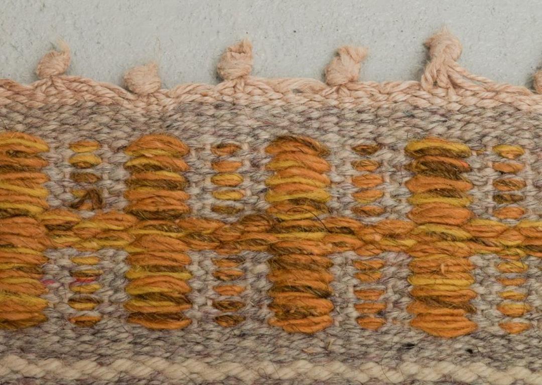 20th Century Swedish textile designer. Handwoven carpet in pure wool. Geometric fields. For Sale