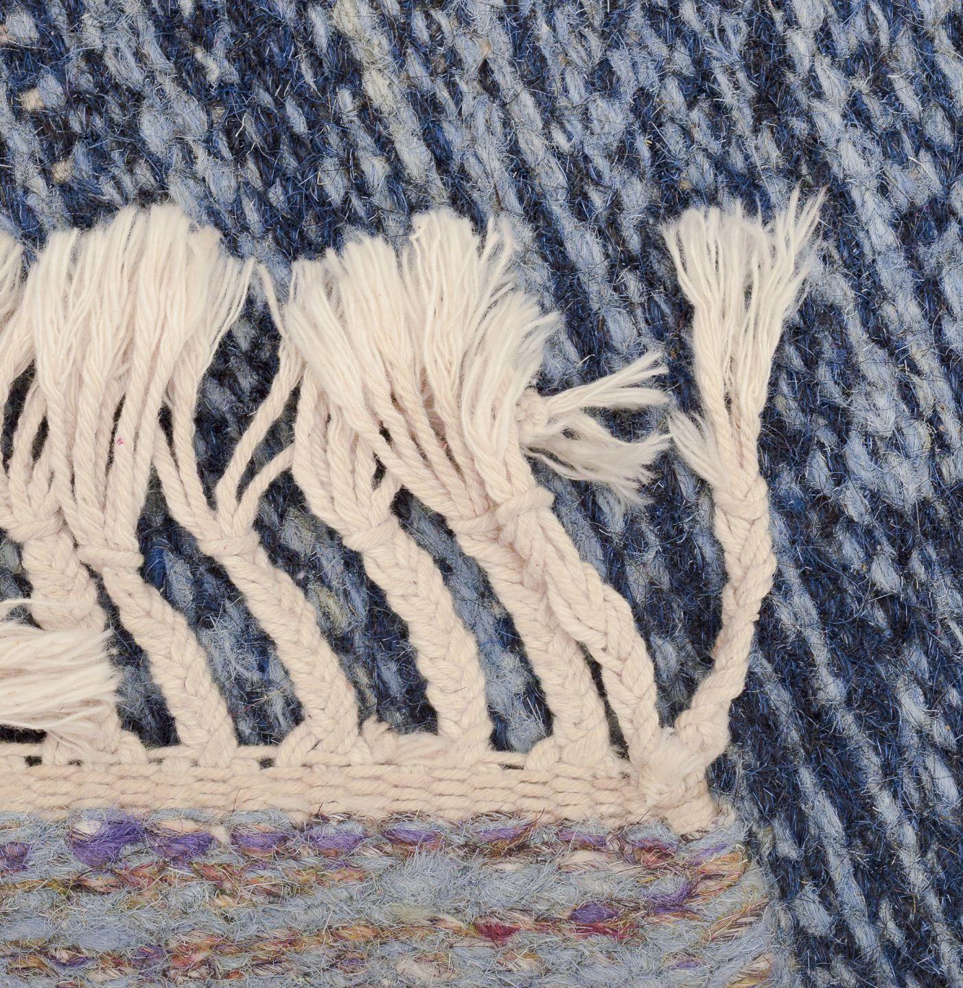 Wool Swedish textile designer. Handwoven rug made of wool. Rölakan technique. For Sale