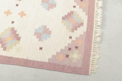 Swedish textile designer. Rölakan wool runner with geometric pattern. 1960s