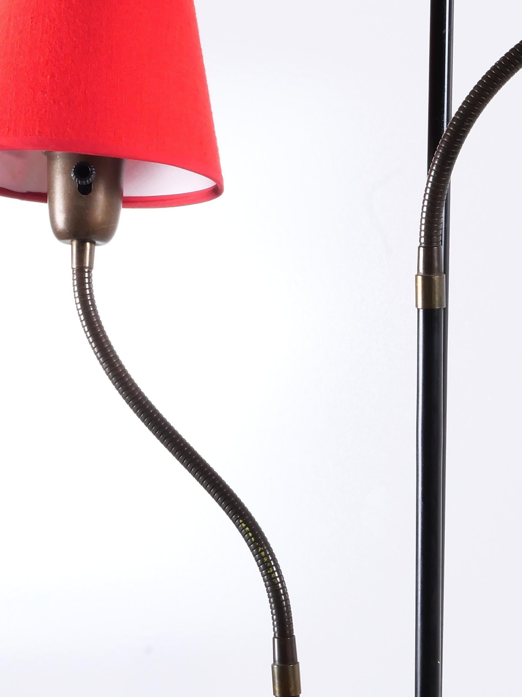 Swedish Three-Arm Mid Century Modern Floor Lamp For Sale 3