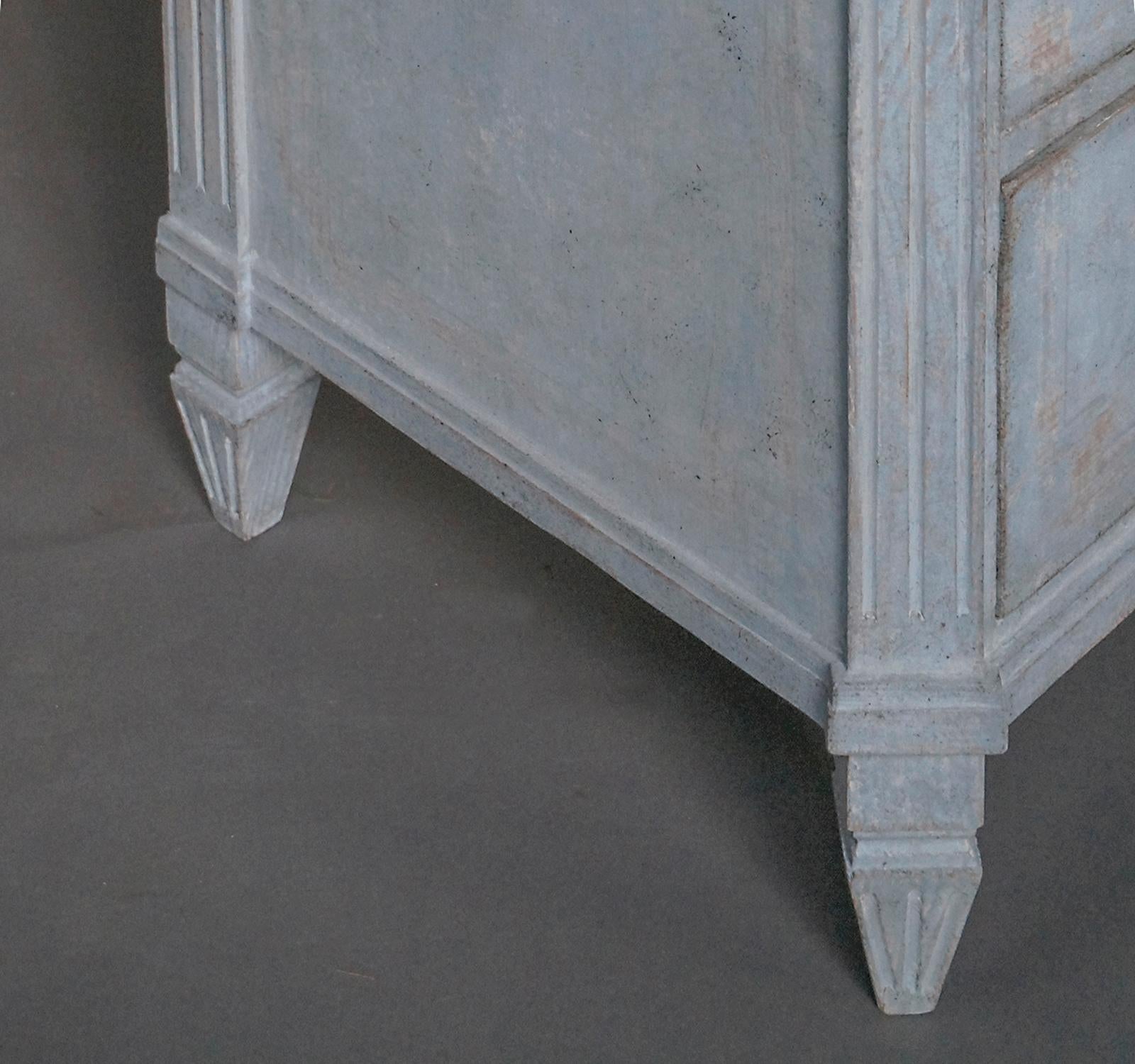 19th Century Swedish Three-Drawer Commode in Blue Paint