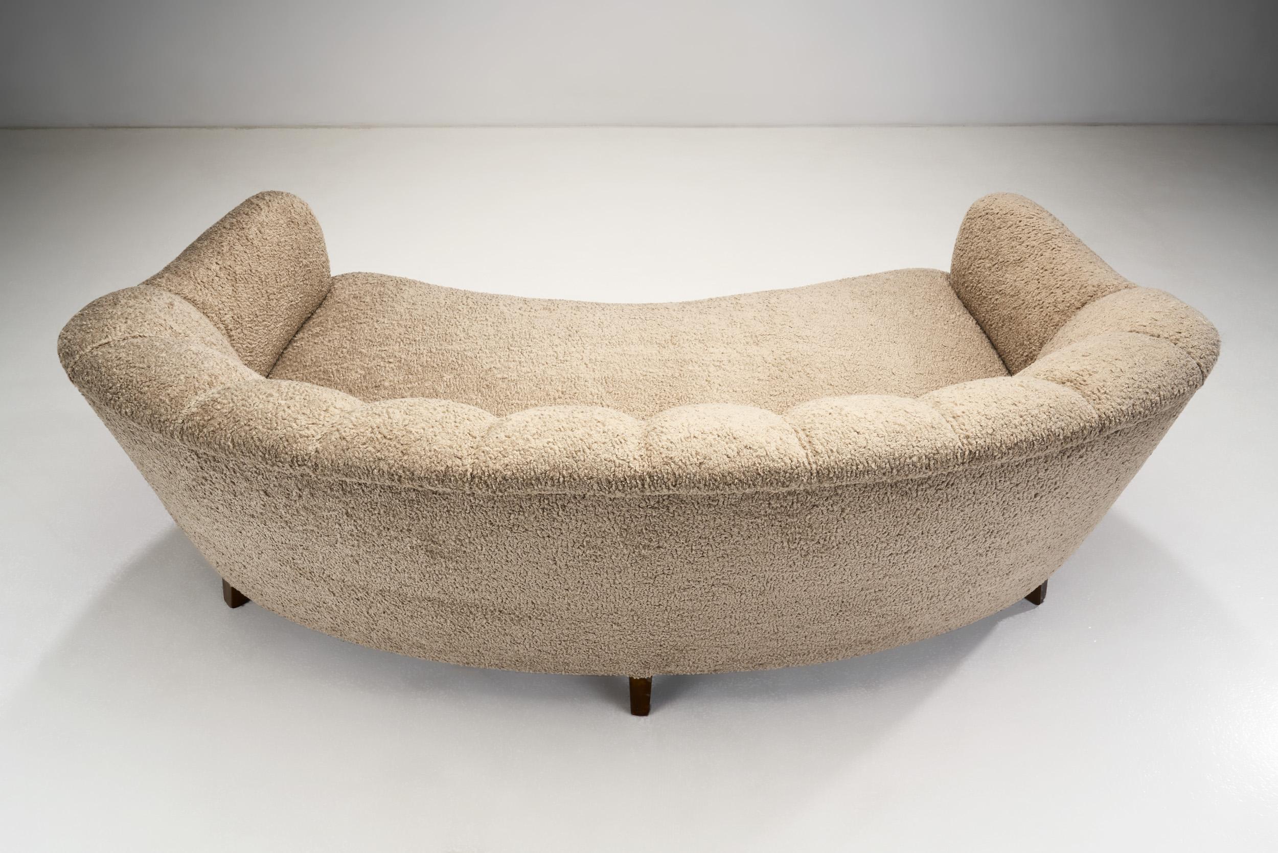 Wood Swedish Three-Seater Conversation Sofa, Sweden, 1940s For Sale