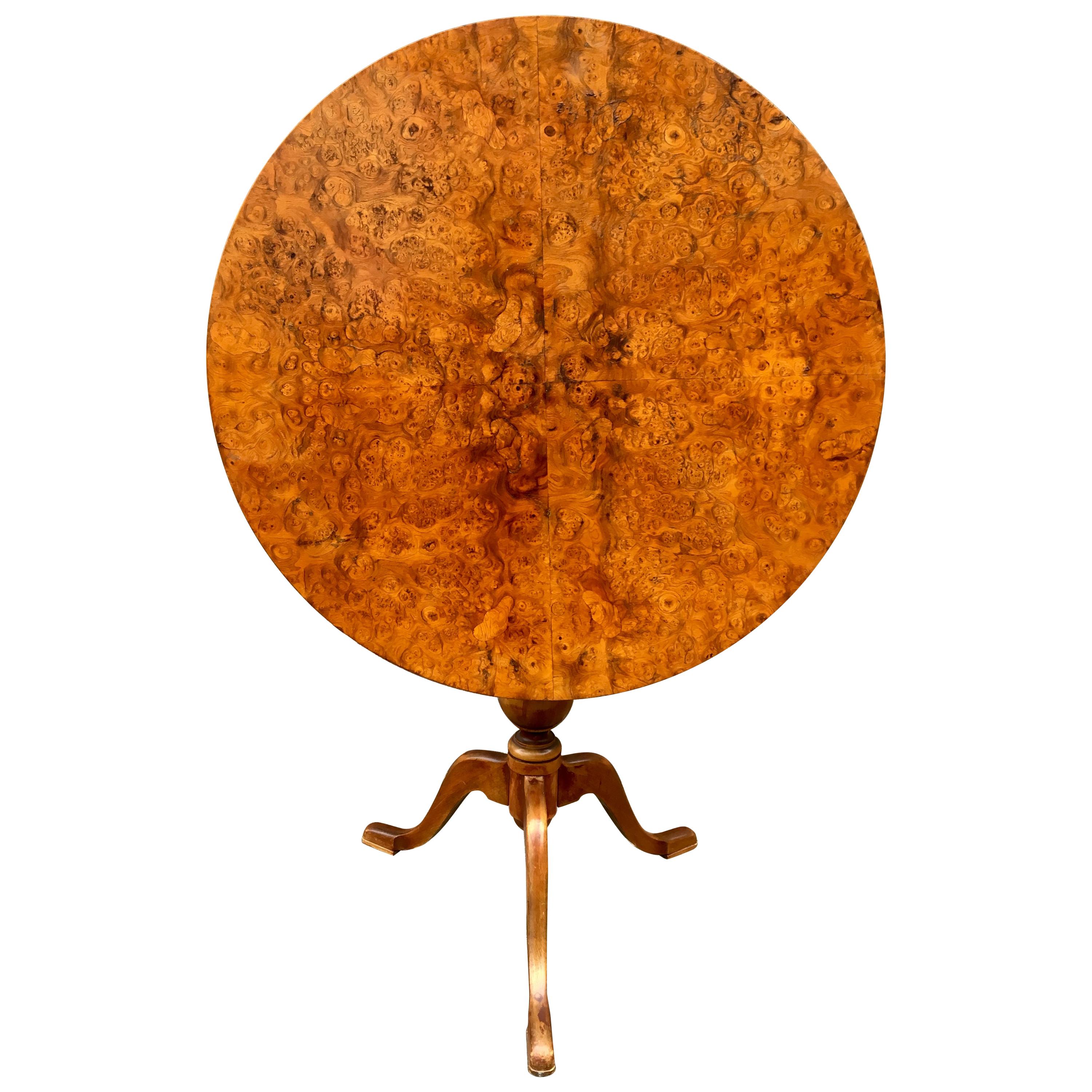 Swedish Tilt Top Table In Birchwood Root Veneer