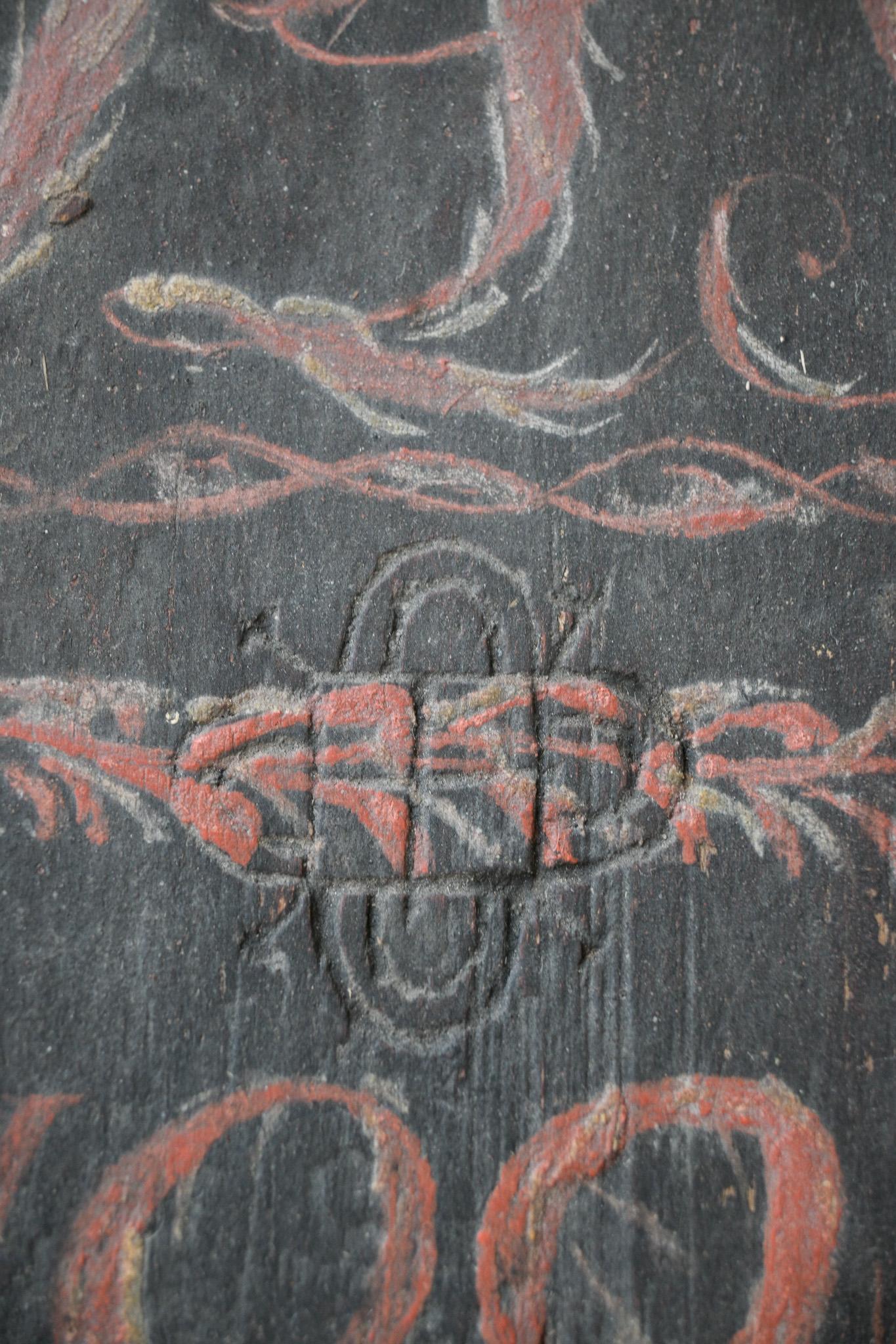 Carved Swedish 'Timplåda' Wooden Box, dated 1824 For Sale