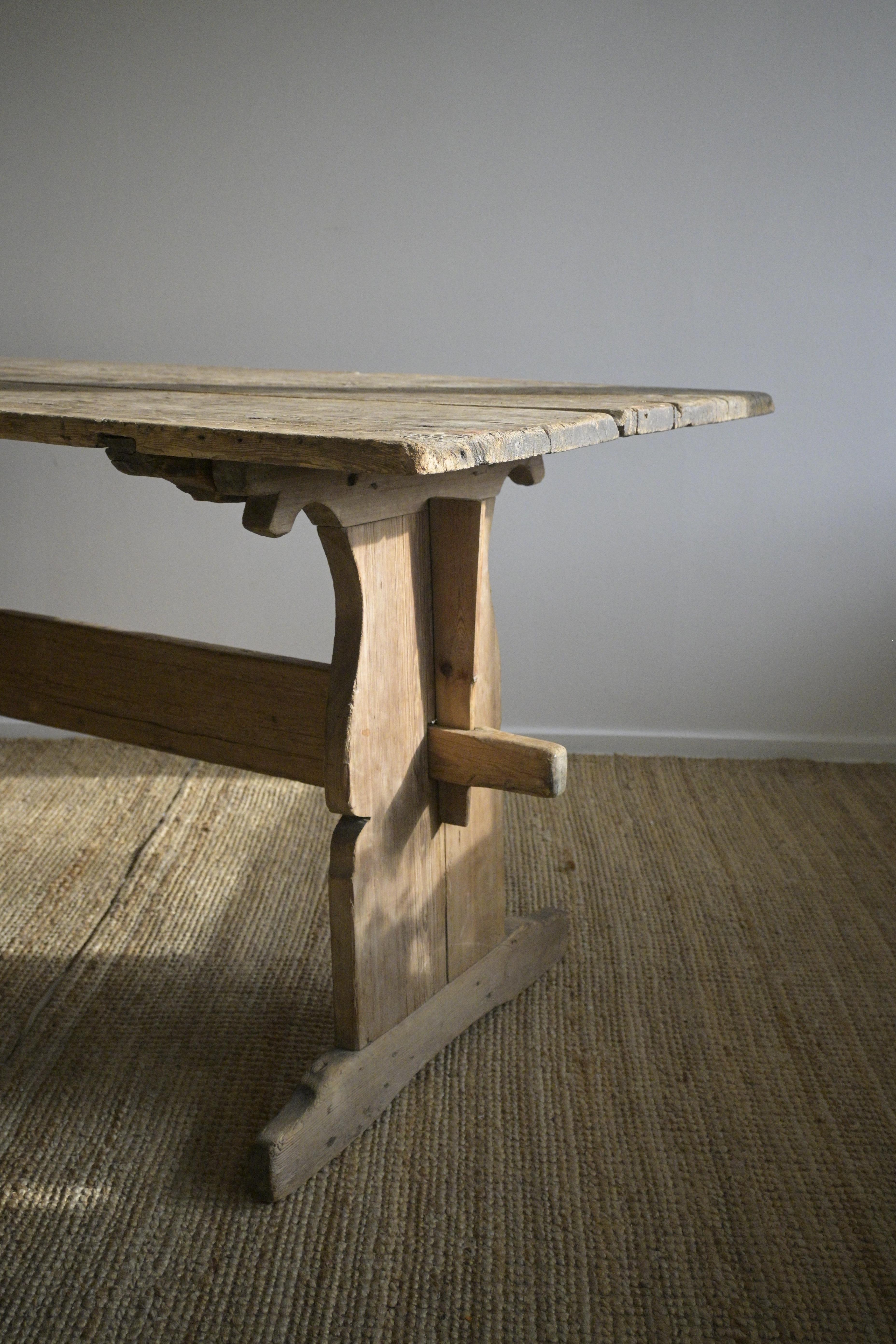 Swedish Trestle Table 1800 Century  For Sale 10